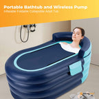 Social Hike Portable Bathtub and Wireless Pump - Inflatable Adult Tub Blue