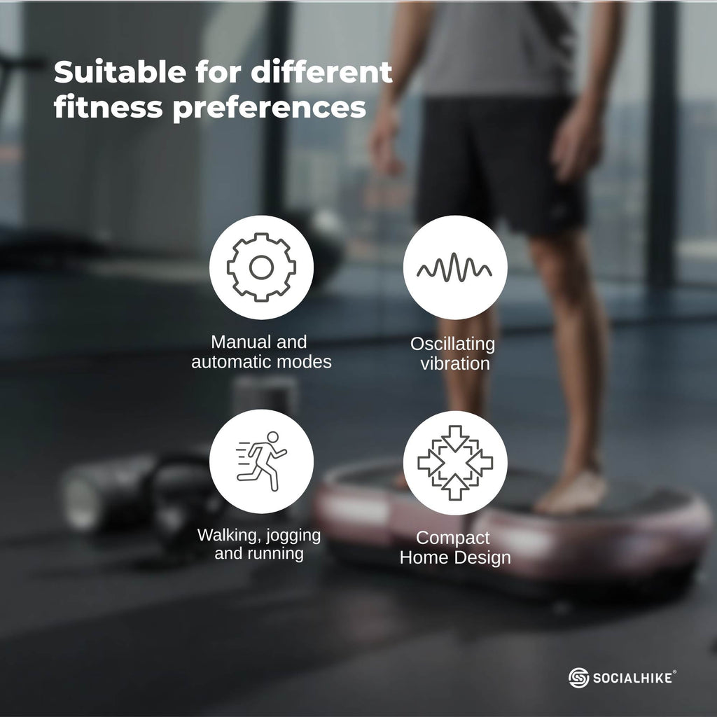 Social Hike 68cm Vibration Plate Machine Full Body Workout Platform Rose