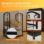 Social Hike Firewood Rack Stand and Fireplace Tool Set - Wood Log Holder