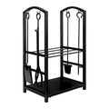 Social Hike Firewood Rack Stand and Fireplace Tool Set - Wood Log Holder