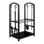 Social Hike Firewood Rack Stand and Fireplace Tool Set - Wood Log Holder