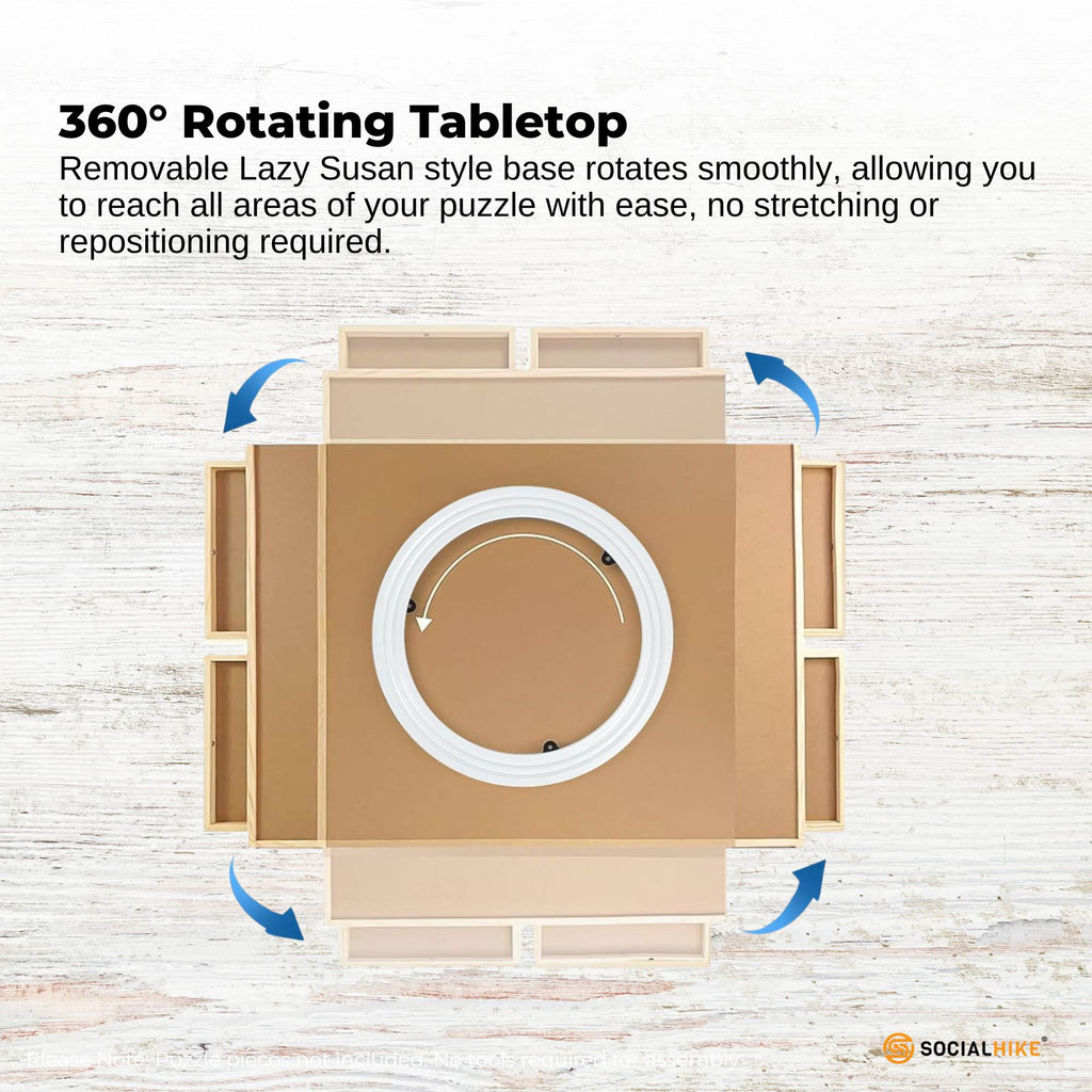 Social Hike Puzzle Board 1500 pcs - Rotating Tabletop with 6 Drawers and Cover