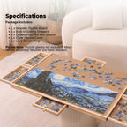 Social Hike Puzzle Board 1500 pcs - Rotating Tabletop with 6 Drawers and Cover