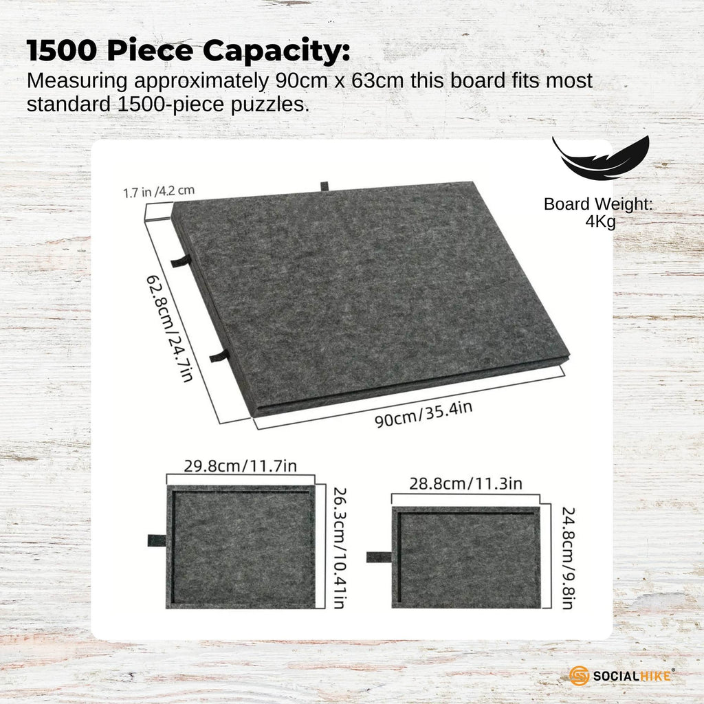 Social Hike Puzzle Board - Felt Tilting Portable Cover + Drawers Grey