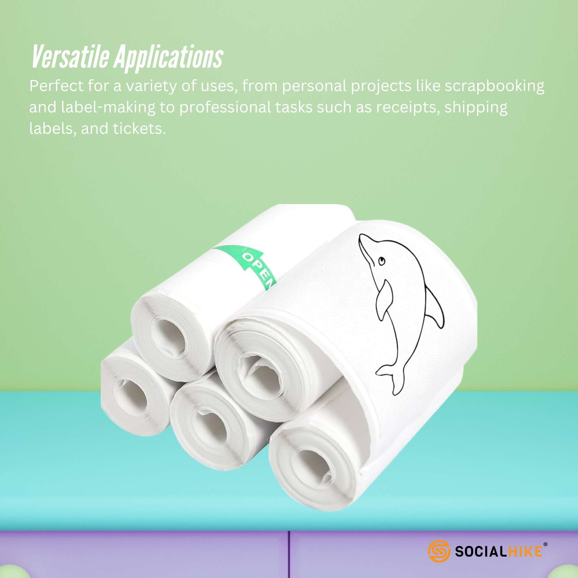 Social Hike Thermal Paper Camera Sticker Roll Packs - Instant Print Refill
