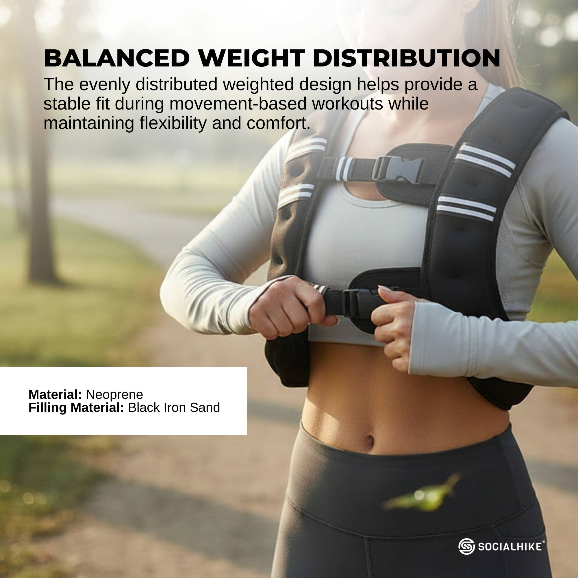 Social Hike Weighted Vest Adjustable Fit - Men Women Running Walking Training