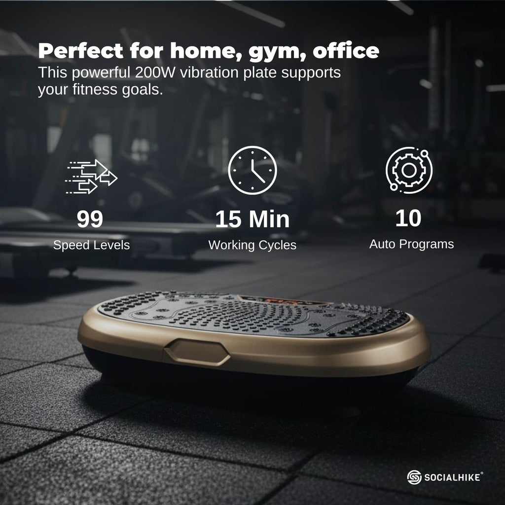 Social Hike 60cm Vibration Plate Machine Full Body Exercise Platform Gold