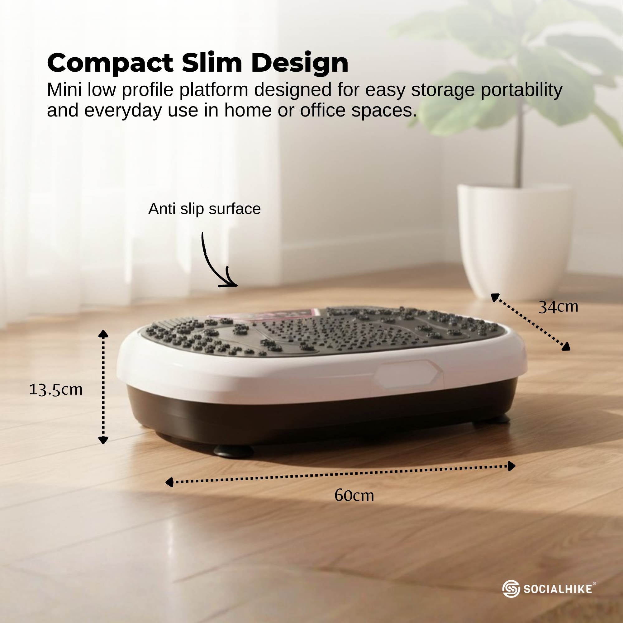 Social Hike 60cm Vibration Plate Machine Full Body Exercise Platform White