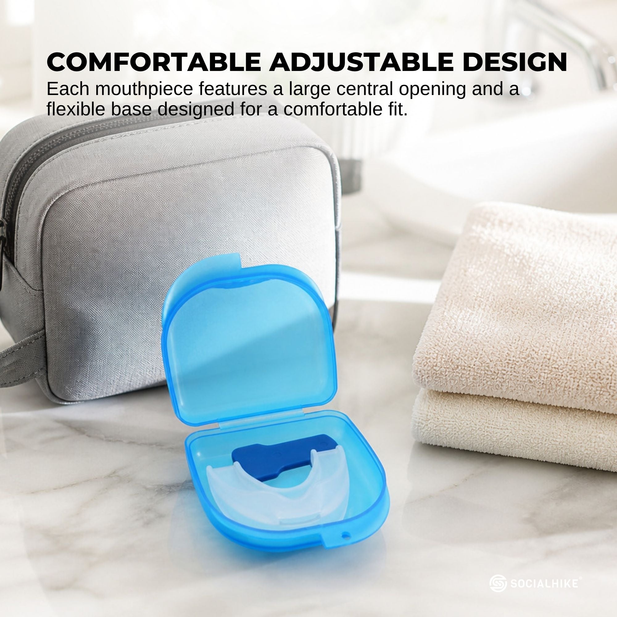 Social Hike 3x Anti Snoring Aid MouthGuard Adjustable for Sleep + Breathing