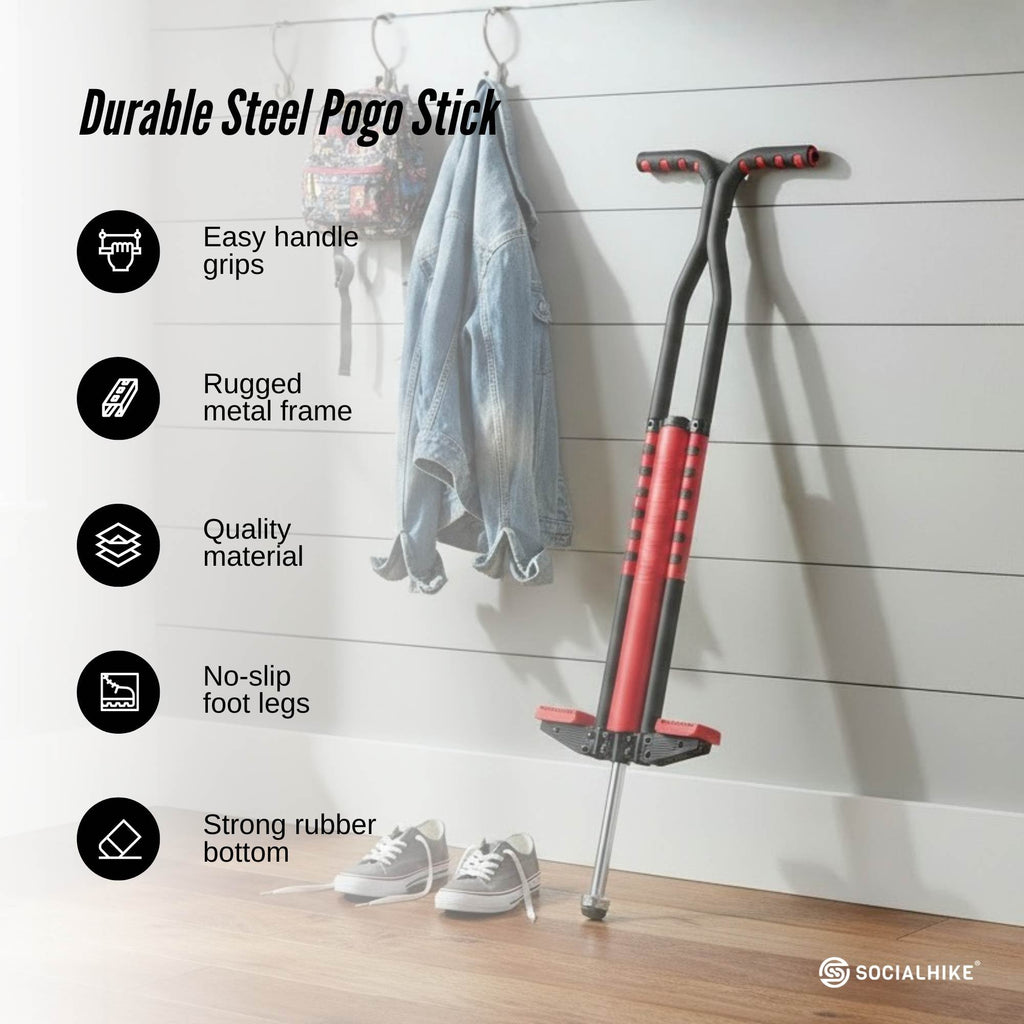 Social Hike Red Pogo Stick - Kids Jumping Jackhammer Exercise Hopper Toy